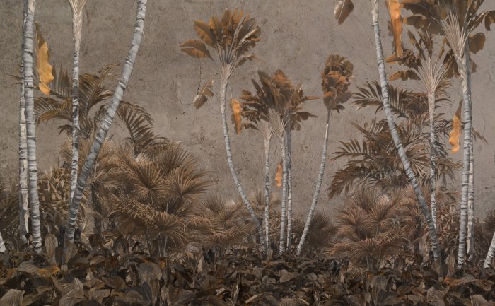 Papier peint  Plantes tropicales et palmiers aux couleurs d&#39;automne