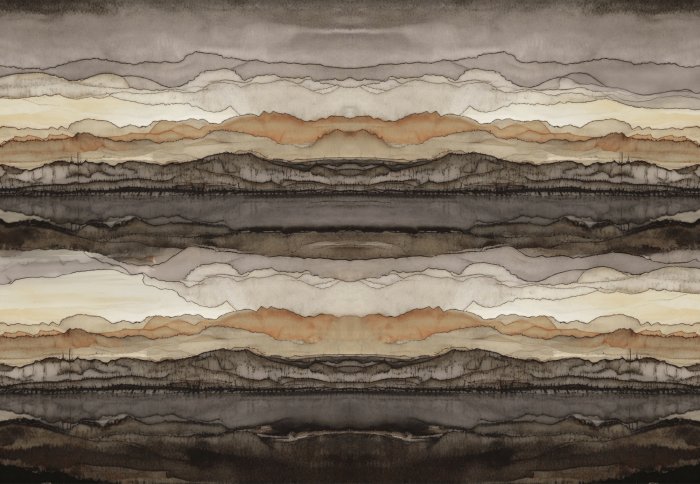 Papier peint  Vagues abstraites à l&#39;aquarelle dans des tons bruns