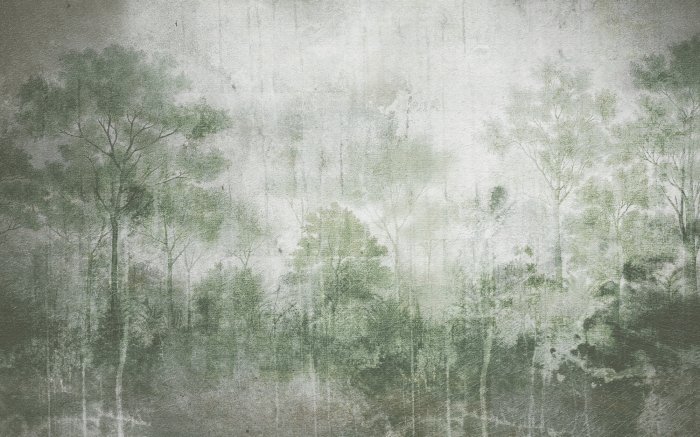 Papier peint  Paysage forestier aux couleurs vertes
