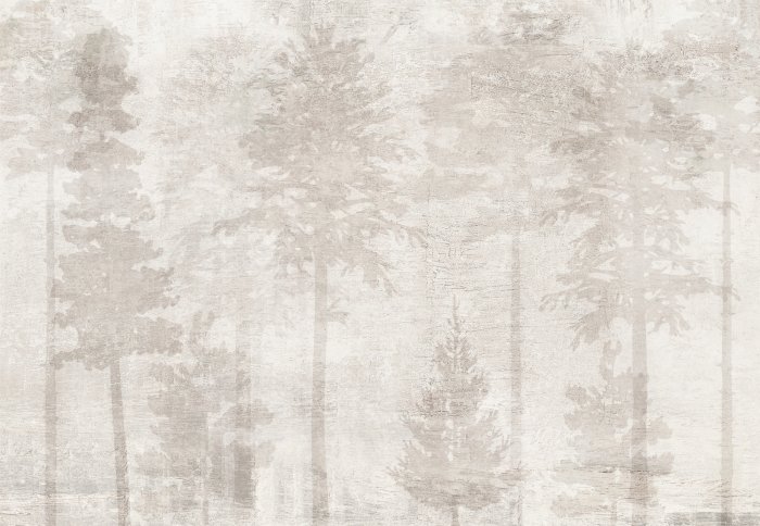Papier peint  Une forêt avec des arbres aux couleurs beiges