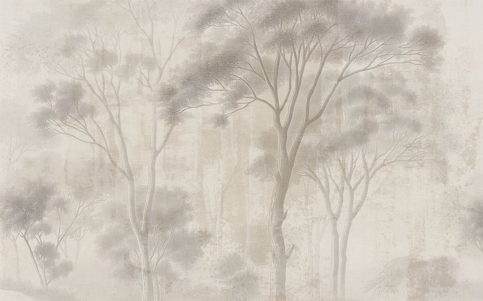 Papier peint  Paysage avec des arbres, composition beige