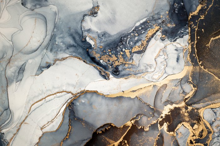 Papier peint  Composition abstraite marbrée avec des éléments dorés