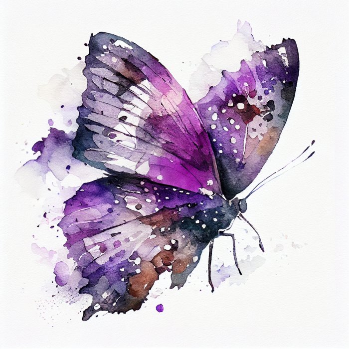 Tableau  Papillon violet dans un style aquarelle