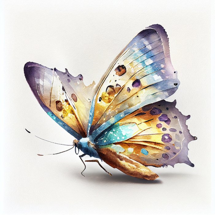 Tableau  Papillon 3D jaune et violet