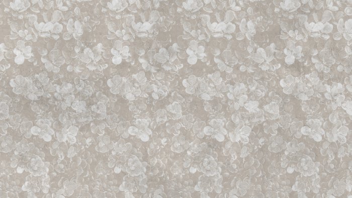 Papier peint  Plantes blanches sur fond beige, motif minimaliste