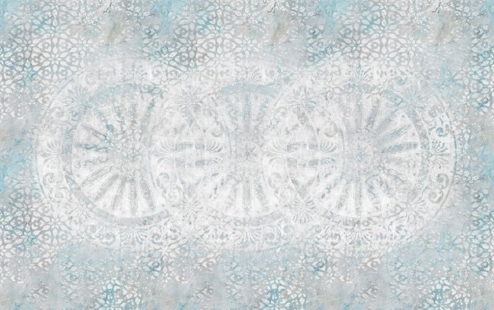 Papier peint  Mandala sur fond gris-bleu dans un style vintage