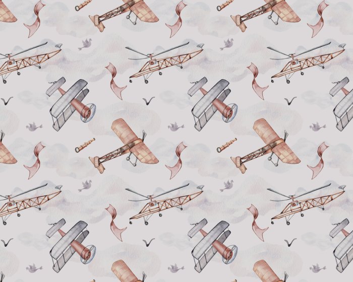 Papier peint  Avions parmi les nuages dans un ciel aquarelle