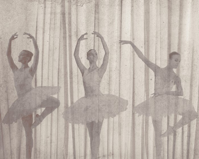 Papier peint  Ballerines dansantes sur un fond effet béton