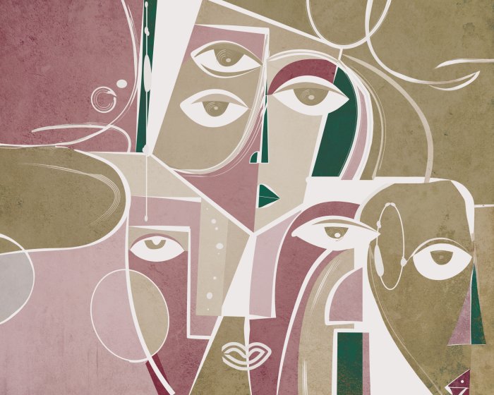 Papier peint  Visages abstraits de style géométrique