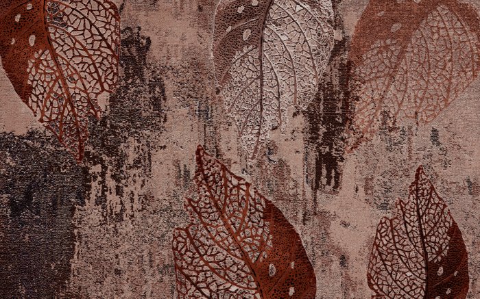 Papier peint  Feuilles sur un fond de béton texturé