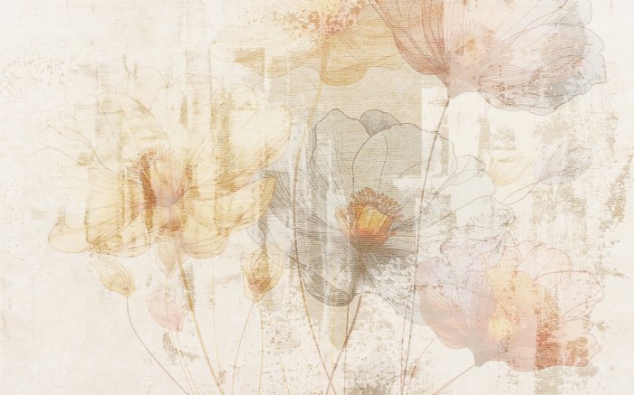 Papier peint  Peinture murale de fleurs à l&#39;aquarelle