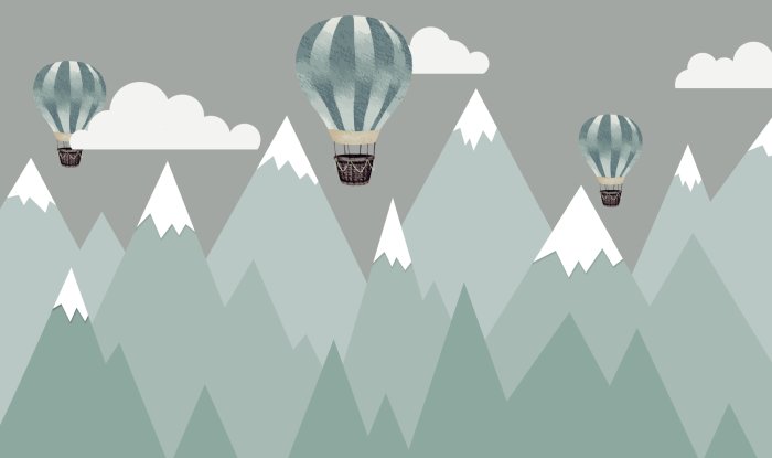 Papier peint  Ballons sur un paysage de montagne pour les enfants