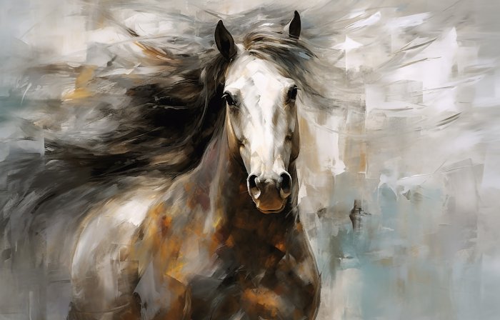 Papier peint  Portrait d&#39;un cheval dans le style de la peinture