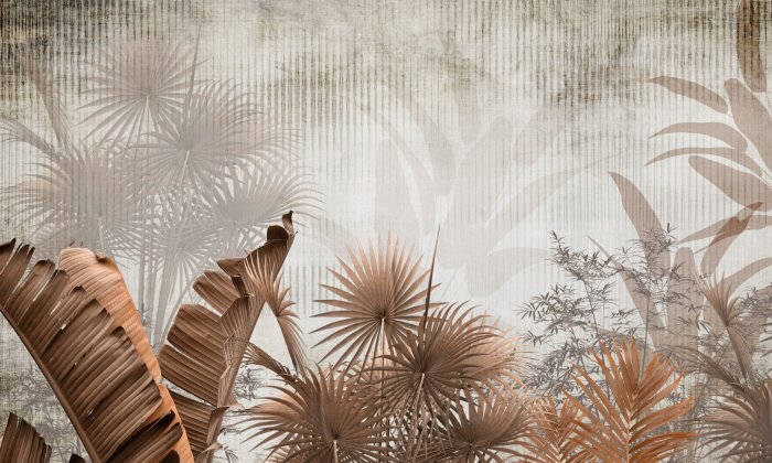 Papier peint  Feuilles tropicales aux couleurs d&#39;automne