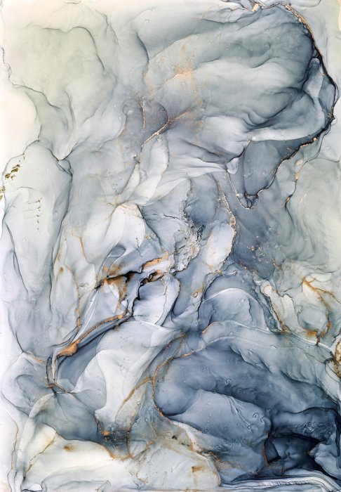 Papier peint  Marbre bleu avec des accents dorés dans un style aquarelle