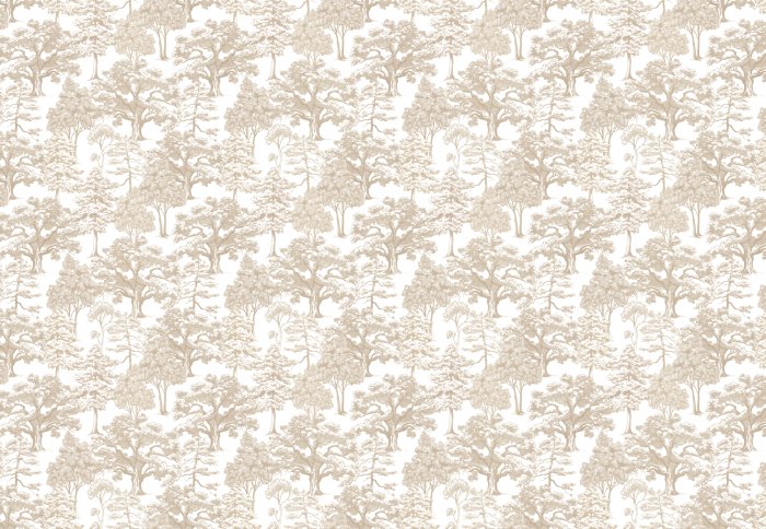 Papier peint  Motif d&#39;arbres beiges sur fond blanc