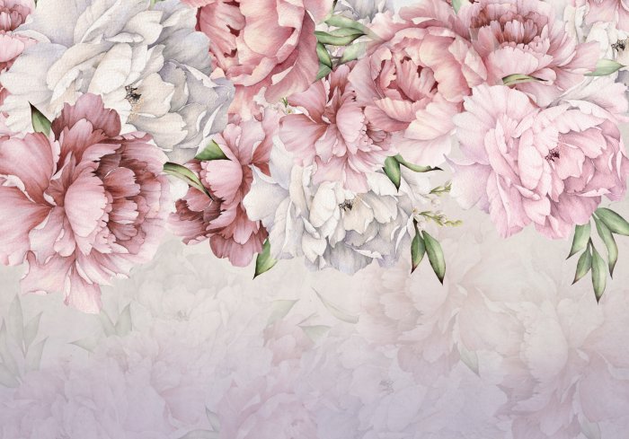 Papier peint  Fleurs poudrées suspendues au-dessus d&#39;un fond clair