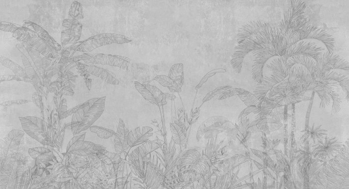 Papier peint  Un paysage de jungle subtil dans des tons de gris