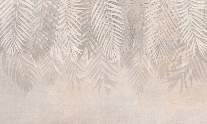 Papier peint  Une composition végétale avec des feuilles de palmier sur fond beige