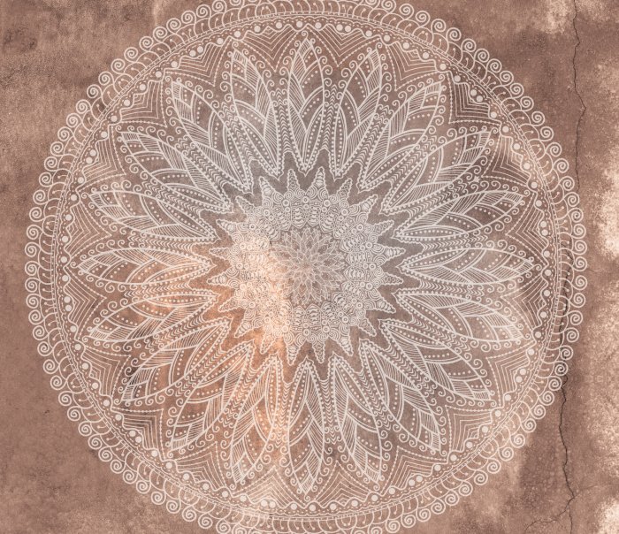 Papier peint  Mandala sur fond texturé marron