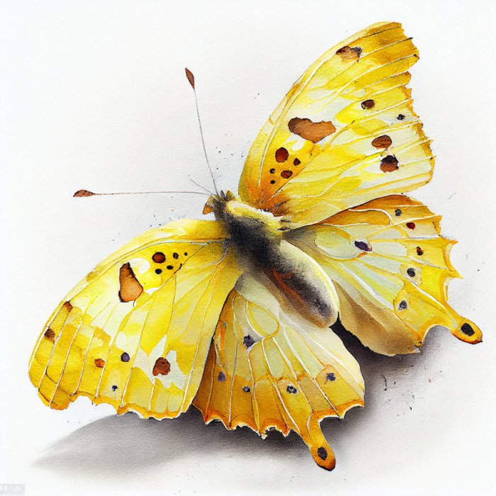 Tableau  Papillon jaune 3D de style aquarelle