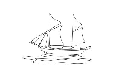 Poster  Bateau dans le style line art