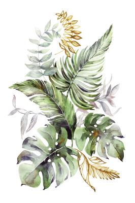 Poster  Feuilles tropicales peintes à l’aquarelle