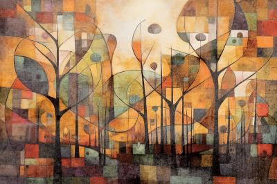 Tableau  Forêt colorée composition abstraite dans le style de Klimt