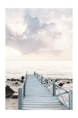 Poster  Pont en bois avec vue sur la mer