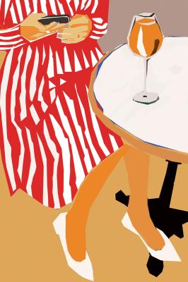 Poster  Femme avec un cocktail illustration moderne