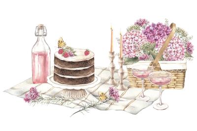 Poster  Illustration de pique-nique à l’aquarelle