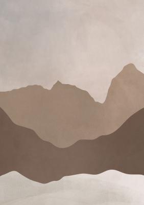 Poster  Paysage de montagne abstrait dans des tons monochromes