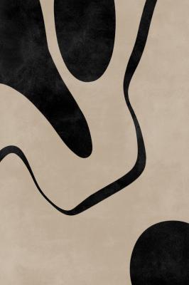 Poster  Motif noir et beige dans un style abstrait