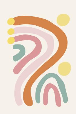 Tableau  Motif abstrait avec arc-en-ciel et soleil