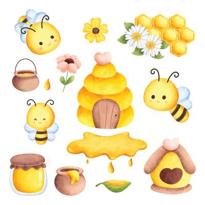 Sticker  De jolies abeilles des fleurs et du miel
