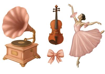 Sticker  Ballerine gramophone et violon