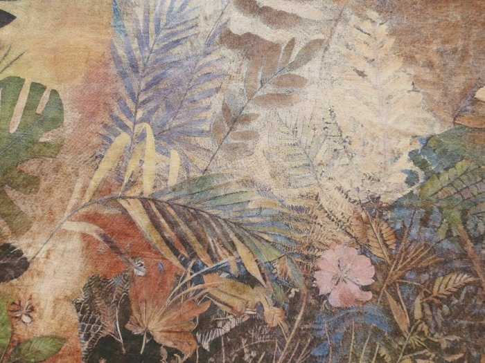 Papier peint  Feuilles et fleurs tropicales aux couleurs d’automne