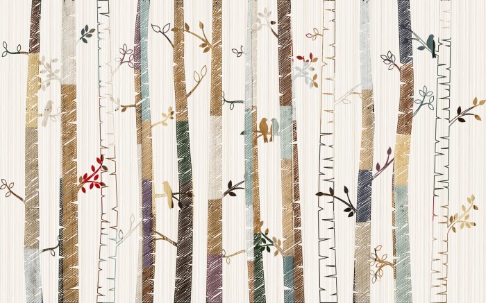 Papier peint  Forêt au style vintage