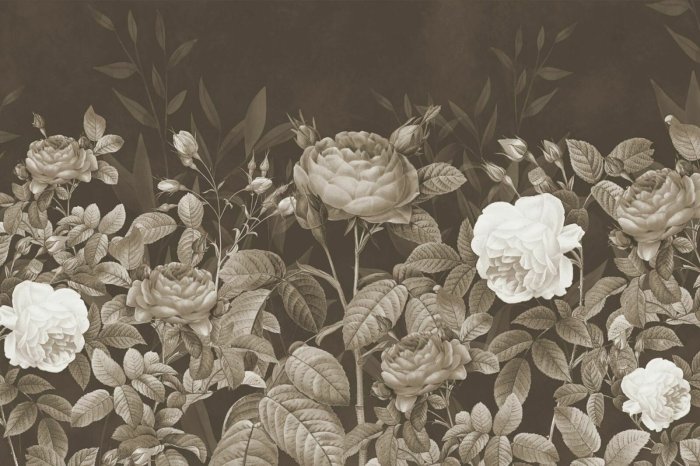 Papier peint  Motif floral avec des roses au style vintage