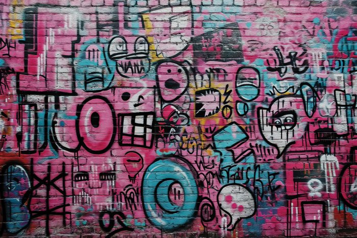 Papier peint  Illustrations abstraites sur un mur de briques