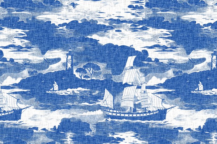 Papier peint  Paysage marin abstrait dans des tons bleus