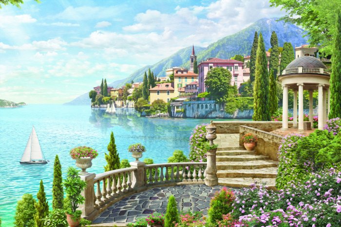 Papier peint  Paysage pittoresque avec vue sur les montagnes