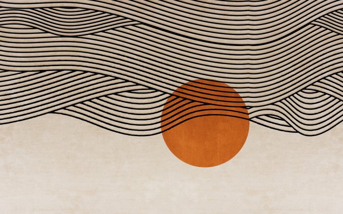 Papier peint  Paysage abstrait avec coucher de soleil