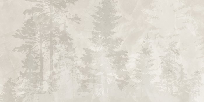 Papier peint  Forêt de conifères brumeuse en beige, motif minimaliste