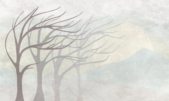 Papier peint  Arbres dans le paysage minimaliste du vent