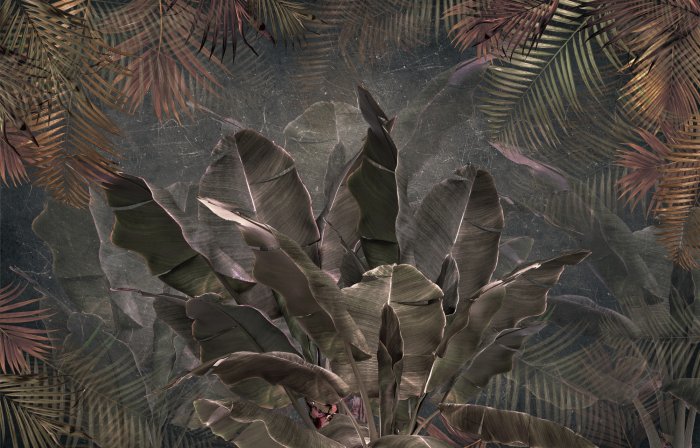 Papier peint  Plantes tropicales feuilles de palmier et de bananier