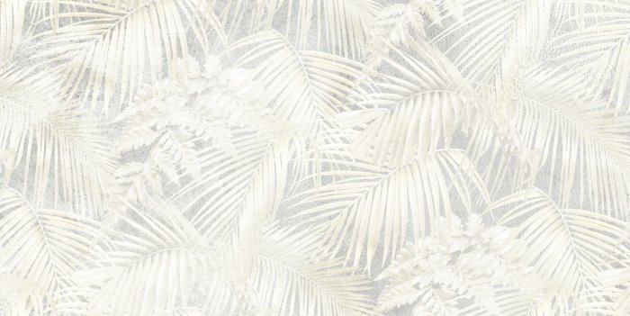 Papier peint  Feuilles de Palmier Claires sur un Fond en Béton Gris