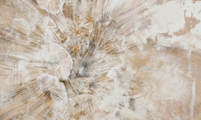 Papier peint  Fleur Beige en Gros Plan Texture de Béton