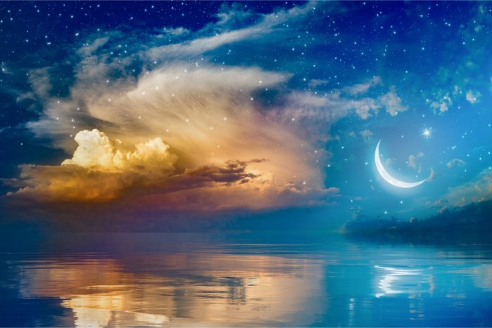 Papier peint  Nuit étoilée au bord de la mer