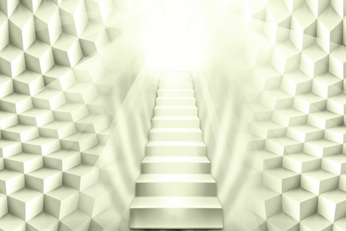 Papier peint  Escaliers tridimensionnels vers la lumière vive